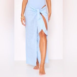 New Dusty Blue Linen Look Beach Sarong